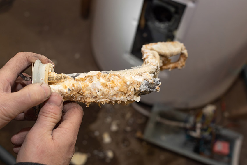 Sediment buildup in water heater tank